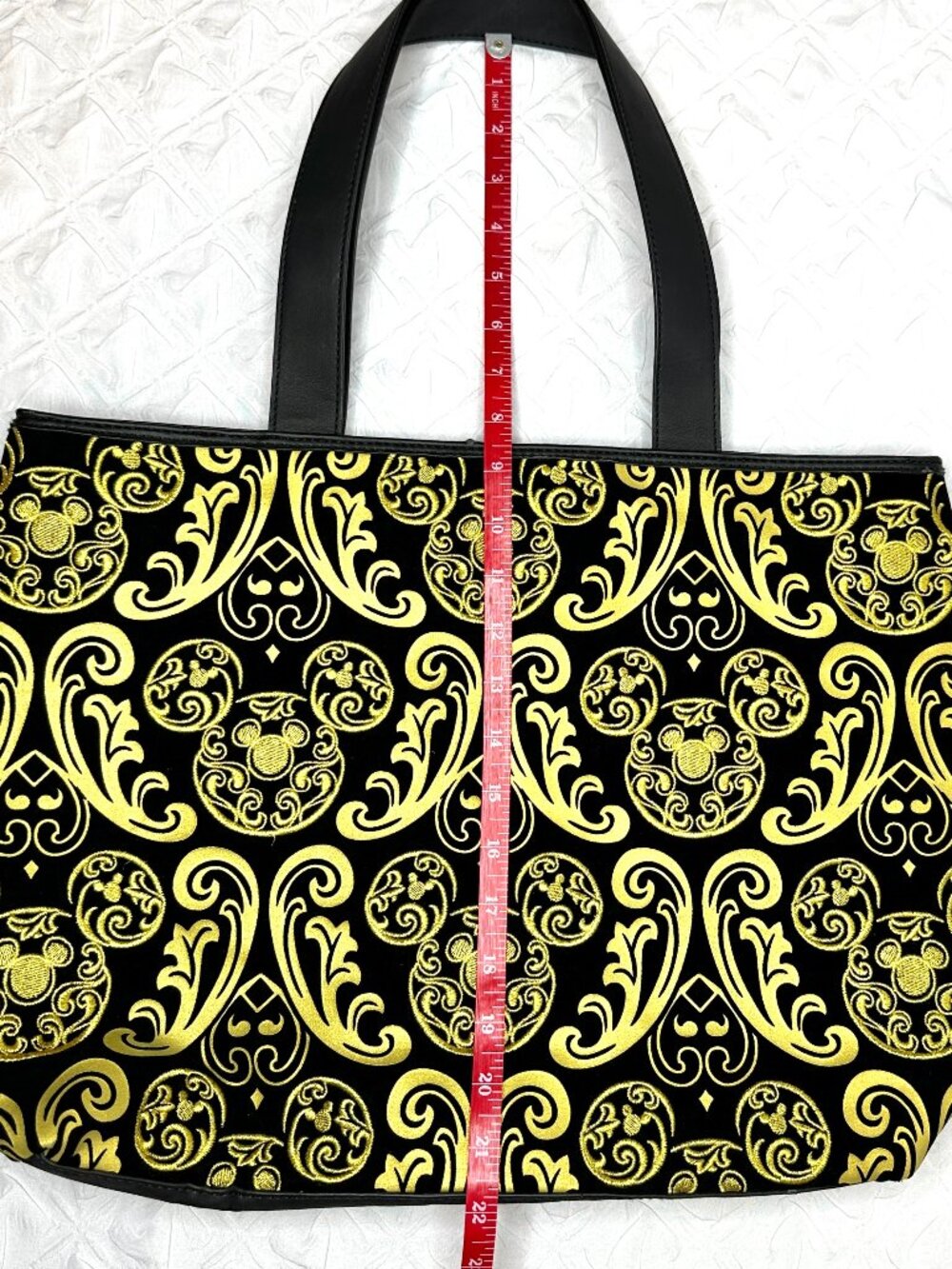 NWOT Disney Parks Original Mickey Mouse Large Purse/Tote Baroque Filigree Velvet - Picture 7 of 9